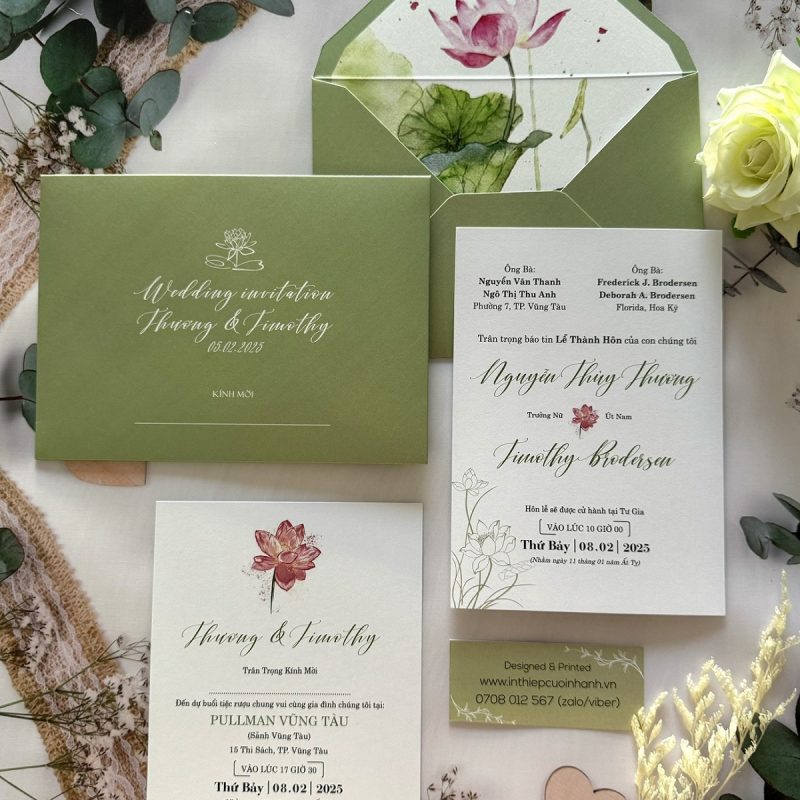 Thiệp Cưới Hoa Sen D-505