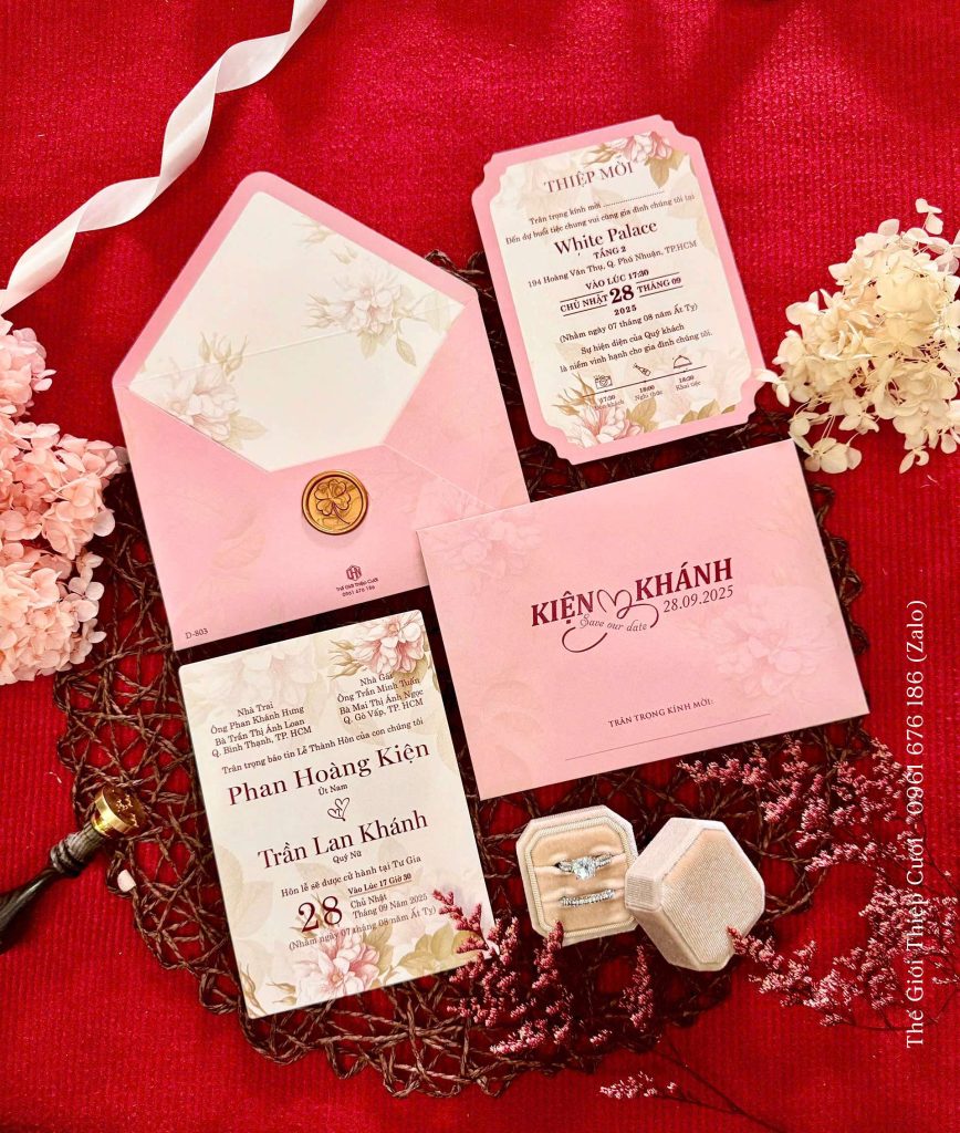 Thiệp Cưới Hồng Đẹp Giá Rẻ
