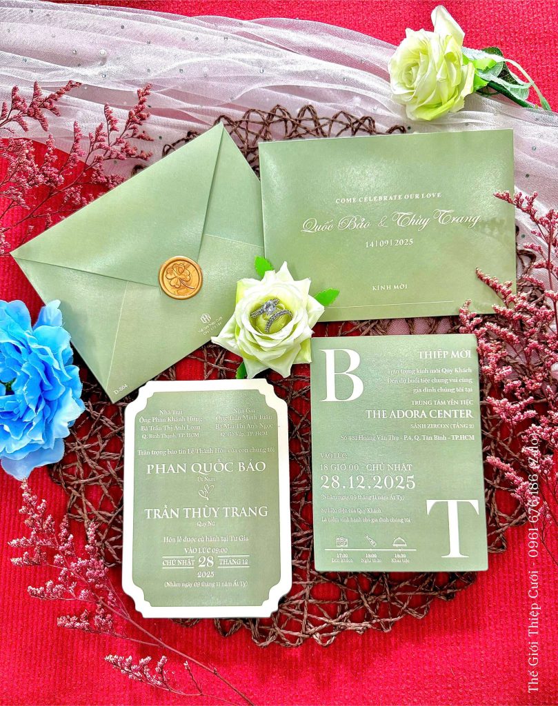 Thiệp Cưới D-804 2 Mẫu thiệp cưới xanh bơ